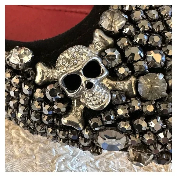 RARE! Gothic Skull Black Suede Leather Studded Ballet Flats Cristian Mori 4.5 - Picture 3 of 11